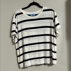 CeCe Monochrome Striped Short Sleeve Tee